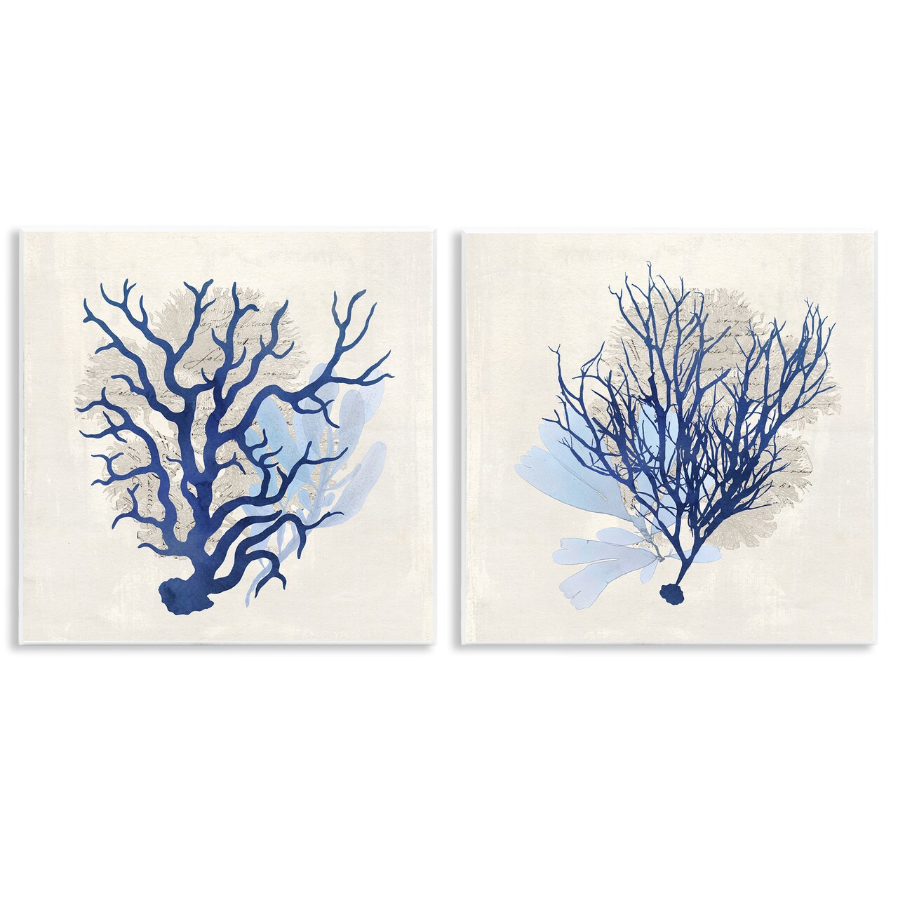 Stupell Industries Blue Coral Branches 2pc Wall Plaque Art Set Design by Susan Arnot